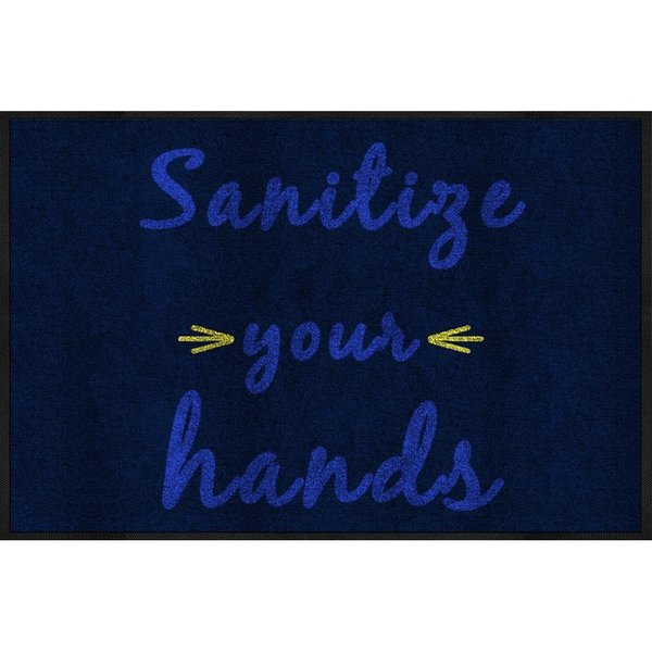 Colorstar Message Mat, Sanitize Your Hands 2' x 3', Smooth Backing 3017629-825123140